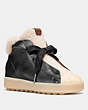 COACH®,HIGH TOP HIKER IN METALLIC,Leather,Gunmetal/Natural,Front View