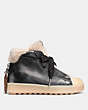 COACH®,HIGH TOP HIKER IN METALLIC,Leather,Gunmetal/Natural,Angle View