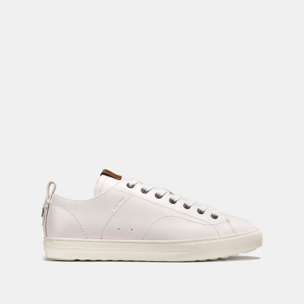 COACH®,C121 LOW TOP SNEAKER,Leather,White,Angle View