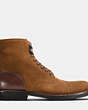 COACH®,BLEECKER CAP TOE BOOT,Leather,TOFFEE,Angle View