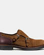 COACH®,BLEECKER DOUBLE MONK SHOE,Leather,TOFFEE,Angle View
