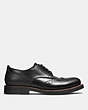 COACH®,BLEECKER WINGTIP DERBY SHOE,Leather,Black,Angle View