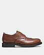 COACH®,BLEECKER WINGTIP DERBY SHOE,Leather,Dark Saddle,Angle View