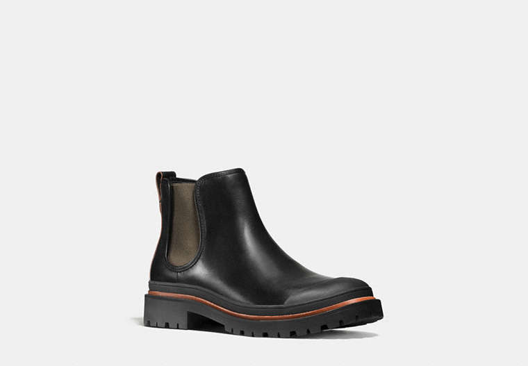 COACH®,CEDAR CHELSEA BOOT,Leather,Black,Front View
