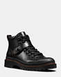 COACH®,CEDAR HIKER BOOT,Leather,Black,Front View