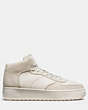 COACH®,C210 HIGH TOP SNEAKER,Leather,Chalk,Angle View