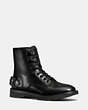 COACH®,COMBAT BOOT,Leather,Black,Front View