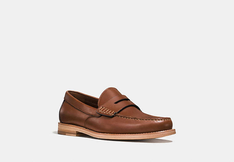 COACH®,MANHATTAN LOAFER,Leather,Dark Saddle,Front View