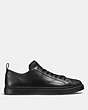 COACH®,C114 LOW TOP,Leather,Black,Angle View