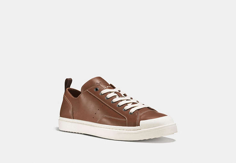 COACH®,C114 LOW TOP,Leather,Dark Saddle,Front View