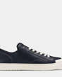 COACH®,C114 LOW TOP,Leather,NAVY,Angle View