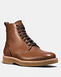 COACH®,DERBY BOOT,Leather,Dark Saddle,Front View