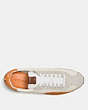 COACH®,C122 LOW TOP SNEAKER,Mixed Material,Chalk/Burnt Orange,Inside View,Top View