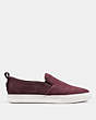 COACH®,C115 SLIP ON,Leather,Oxblood Wine,Angle View