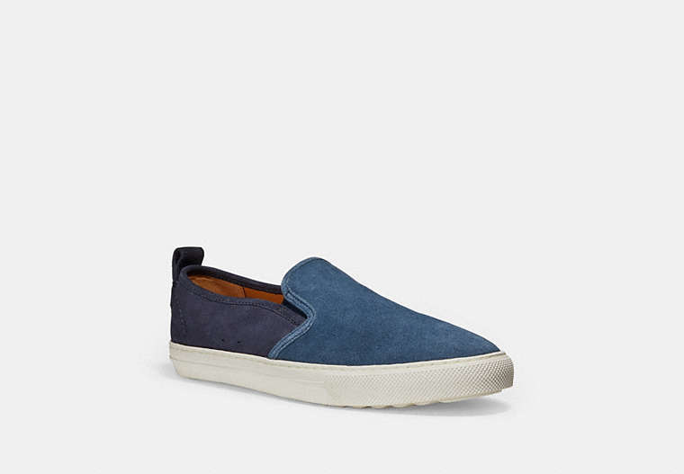 COACH®,C115 SLIP ON,Leather,Dusk/Midnight Navy,Front View