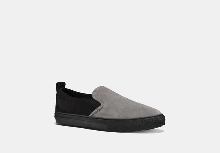COACH®,C115 SLIP ON,Leather,Black Graphite,Front View