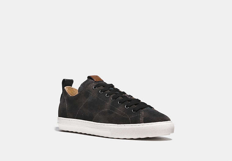 COACH®,C121 LOW TOP SNEAKER WITH CAMO PRINT,Leather,Charcoal Wild Beast,Front View