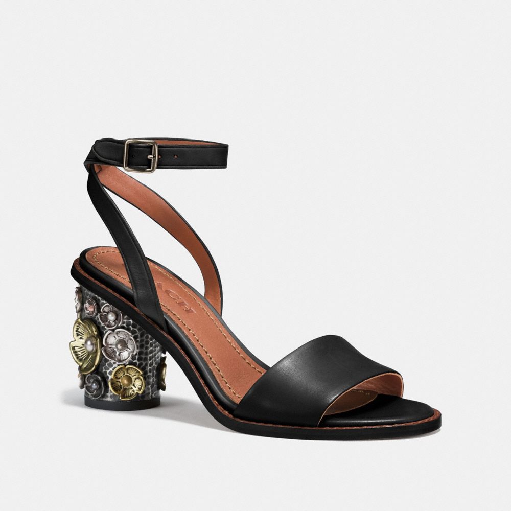 COACH®: Mid Heel Sandal With Tea Rose