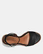 COACH®,MID HEEL SANDAL WITH TEA ROSE,Leather,Black,Inside View,Top View