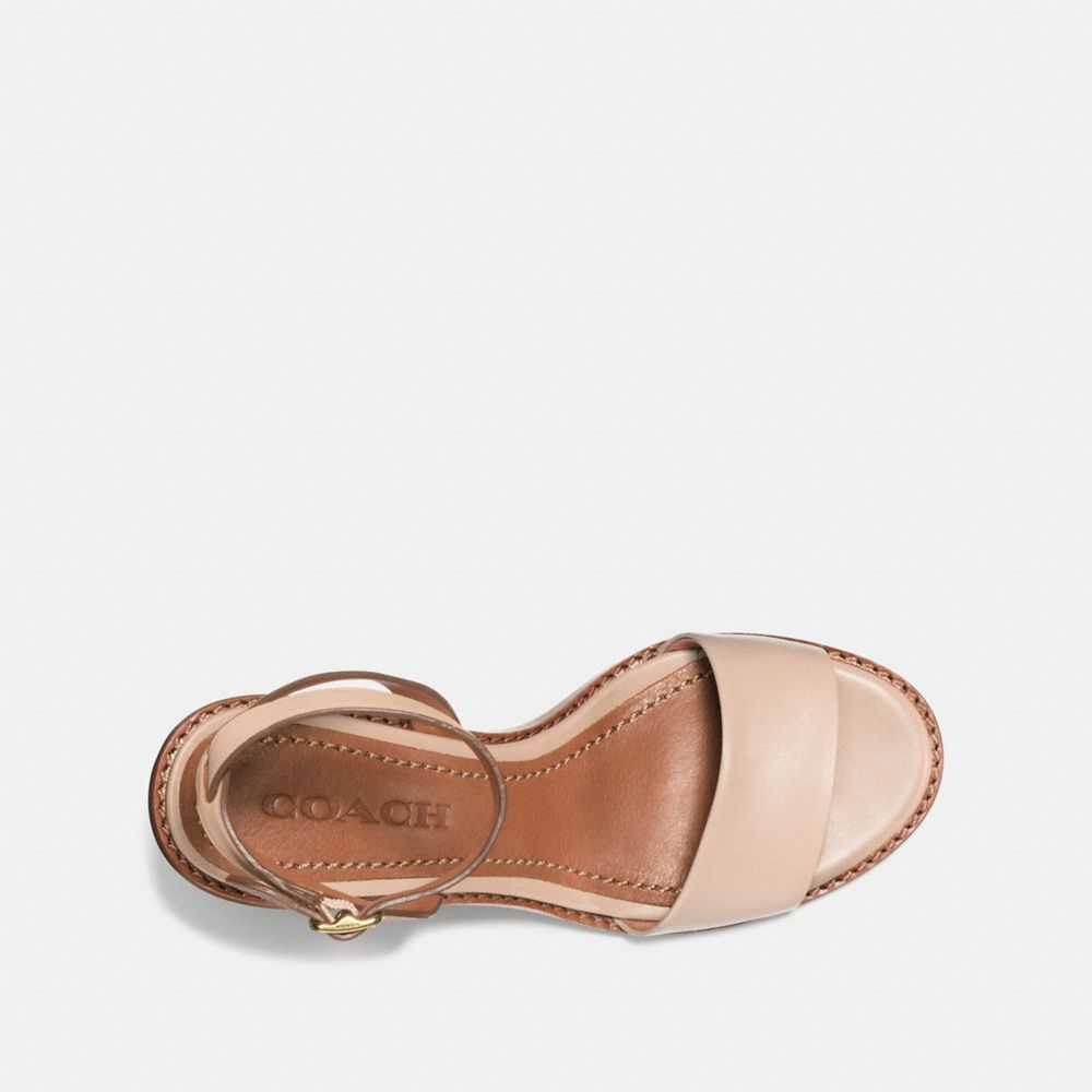 COACH®,MID HEEL SANDAL WITH TEA ROSE,Leather,Beechwood,Inside View,Top View