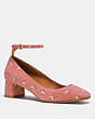 COACH®,ANKLE STRAP PUMP WITH PRAIRIE PRINT,Suede,MELON,Front View