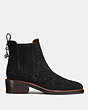 COACH®,BOWERY CHELSEA BOOT WITH CUT OUT TEA ROSE,Suede,Black,Angle View