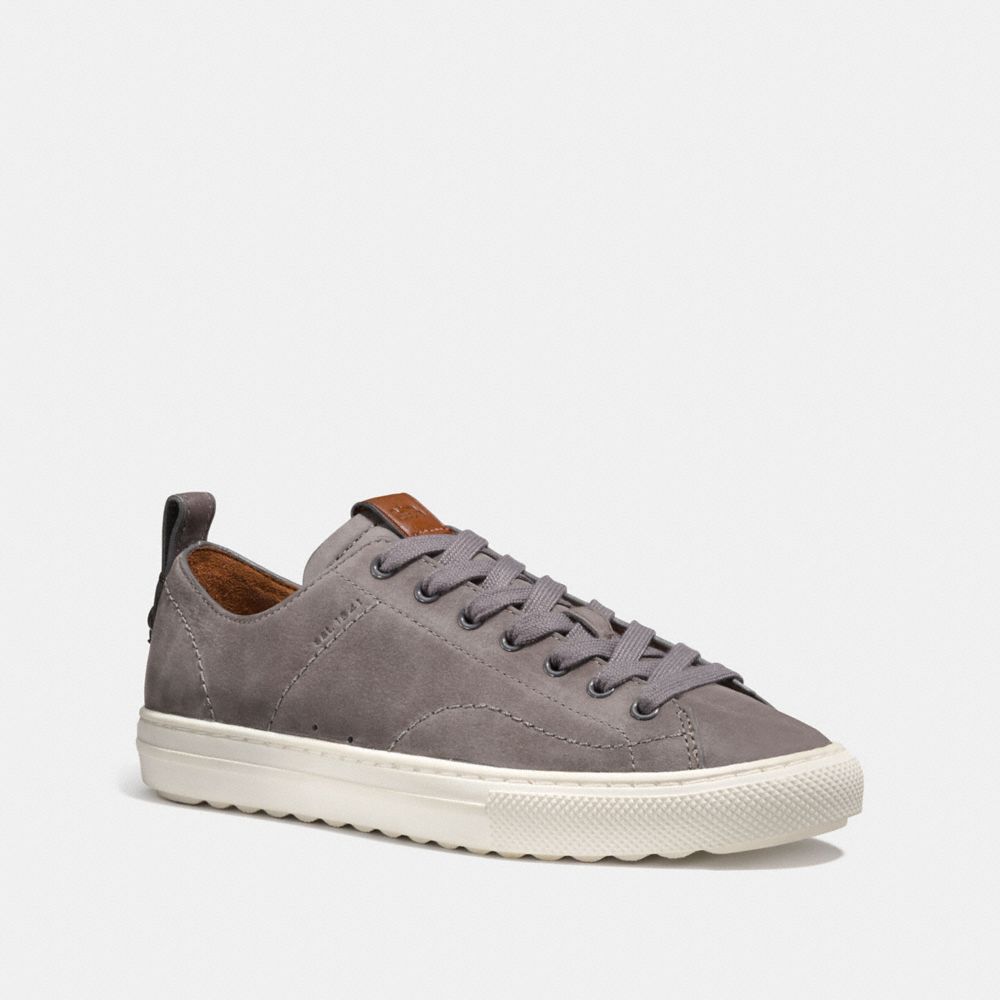 COACH®,C121 LOW TOP SNEAKER,nubuc,GREY,Front View