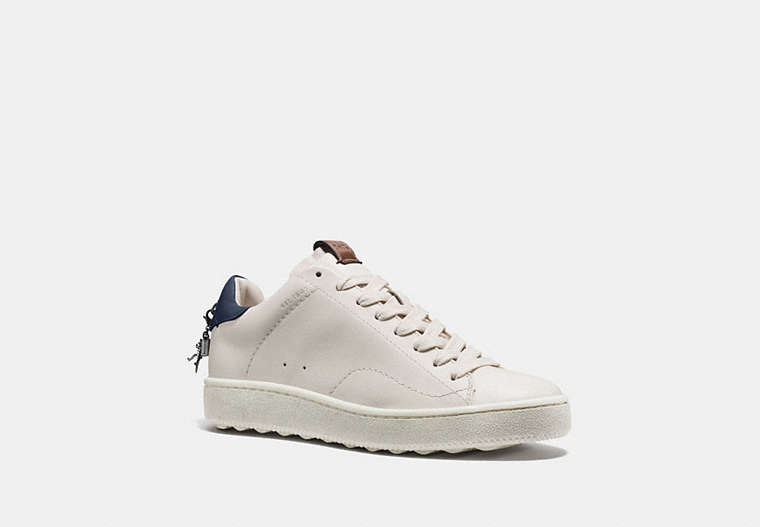 COACH®,C101 LOW TOP SNEAKER,Leather,White/Midnight Navy,Front View