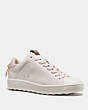 COACH®,C101 LOW TOP SNEAKER,Leather,White/Petal,Front View