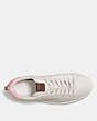 COACH®,C101 LOW TOP SNEAKER,Leather,White/Petal,Inside View,Top View
