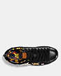 COACH®,C101 LOW TOP SNEAKER WITH STAR PATCHES,Leather,Black,Inside View,Top View