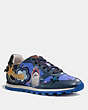 COACH®,C125 RUNNER WITH SHARKY PATCHES,Leather,Blue/Grey,Front View