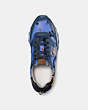 COACH®,C125 RUNNER WITH SHARKY PATCHES,Leather,Blue/Grey,Inside View,Top View