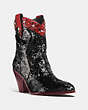 COACH®,WESTERN BOOTIE WITH SEQUINS,Leather,Black/Wine,Front View