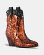 COACH®,WESTERN BOOTIE WITH SEQUINS,Leather,Copper/Black,Front View