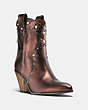 COACH®,WESTERN BOOTIE WITH PRAIRIE RIVETS,Leather,Bronze,Front View