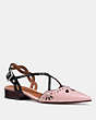 COACH®,FLAT WITH PRAIRIE RIVETS,Leather,PINK/BLACK,Front View
