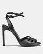 COACH®,HEEL SANDAL WITH PRAIRIE RIVETS,Leather,Black,Angle View