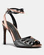 COACH®,HEEL SANDAL WITH PRAIRIE RIVETS,Leather,ROSEGOLD/GUNMETAL,Front View