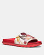 COACH®,SPORT SLIDE WITH CHERRY PATCHES,Leather,Ivory/Red,Front View