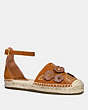 COACH®,ANKLE STRAP ASTOR ESPADRILLE WITH TEA ROSE RIVETS,Suede,Saddle,Front View