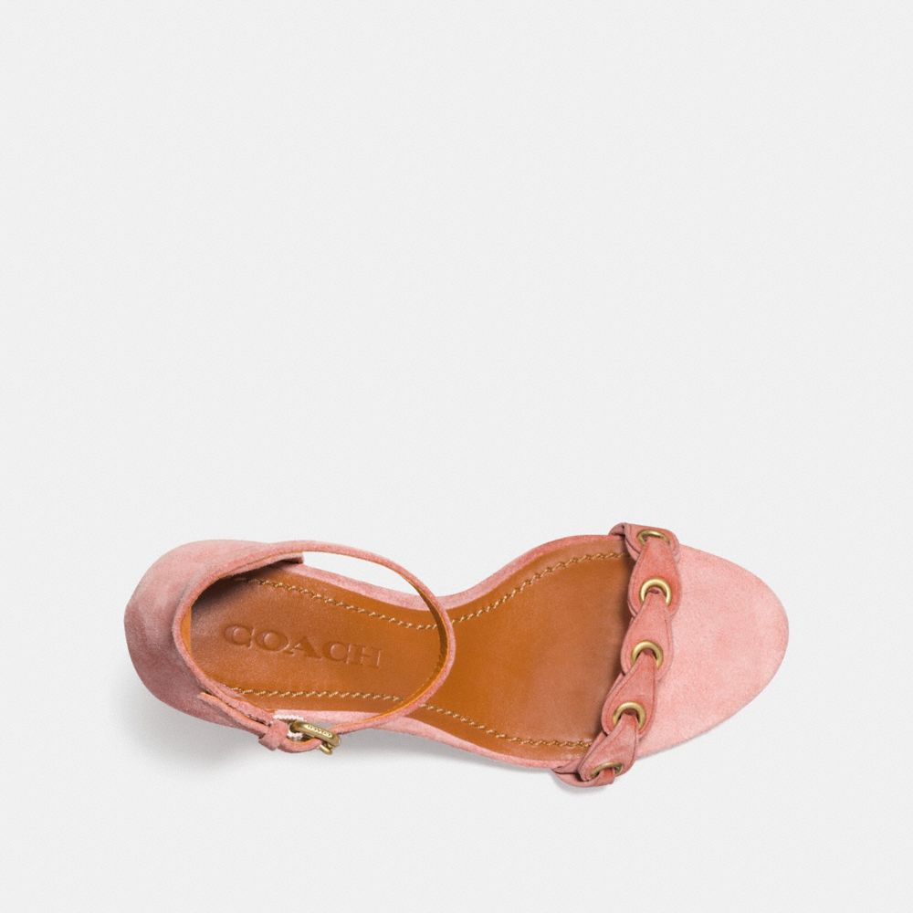 COACH®,HEEL SANDAL WITH COACH LINK,Suede,PEONY,Inside View,Top View