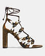 COACH®,LACE UP HEEL SANDAL WITH COACH LINK,Mixed Material,Fatigue/Chalk/Black,Angle View