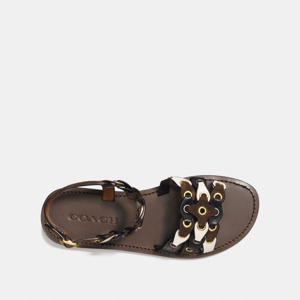 COACH®,SANDAL WITH COACH LINK,mixedmaterial,Fatigue/Chalk/Black,Inside View,Top View