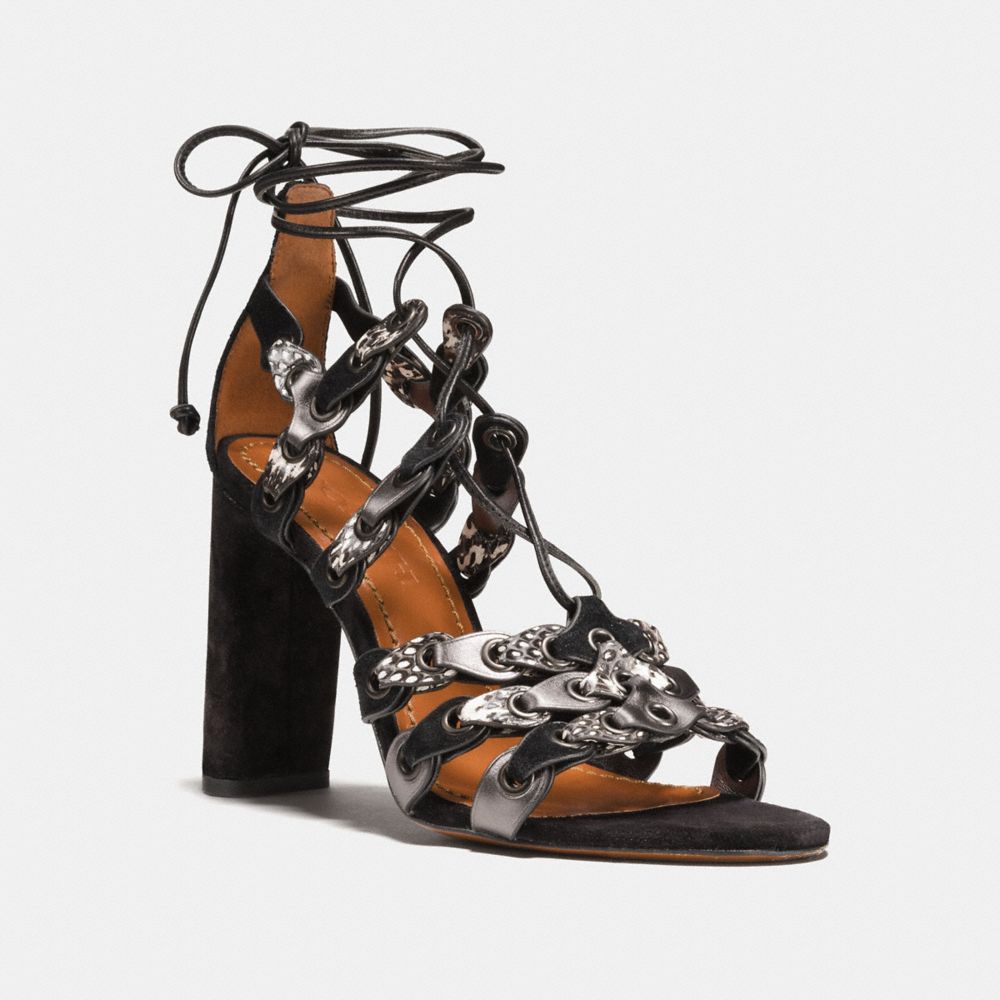 COACH Lace Up Heel Sandal With Coach Link