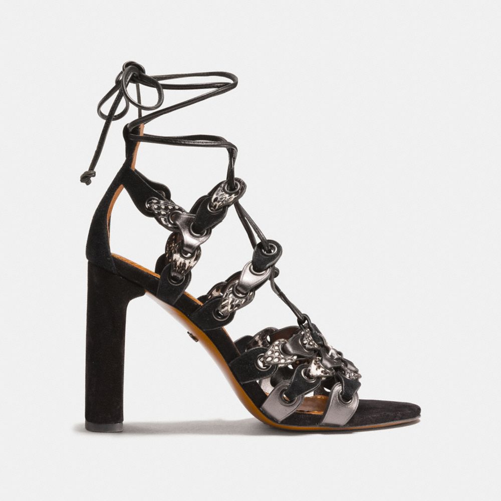 COACH Lace Up Heel Sandal With Coach Link