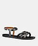 COACH®,SANDAL WITH COACH LINK,Leather,Black/Black White/Gunmetal,Front View