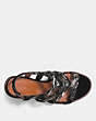 COACH®,MID HEEL SANDAL WITH COACH LINK,mixedmaterial,Black/Black White/Gunmetal,Inside View,Top View