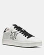 COACH®,COACH X KEITH HARING C101 LOW TOP SNEAKER,Leather,White/Black,Front View