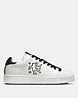 COACH®,COACH X KEITH HARING C101 LOW TOP SNEAKER,Leather,White/Black,Angle View
